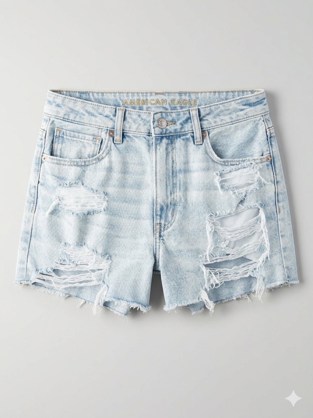 American Eagle Outfitters Washed Light Blue Distressed Denim Shorts